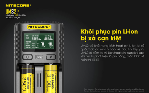 Sạc đôi NITECORE UMS2 đầu vào USB-C