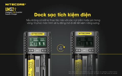 Sạc đôi NITECORE UMS2 đầu vào USB-C