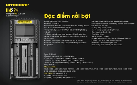 Sạc đôi NITECORE UMS2 đầu vào USB-C