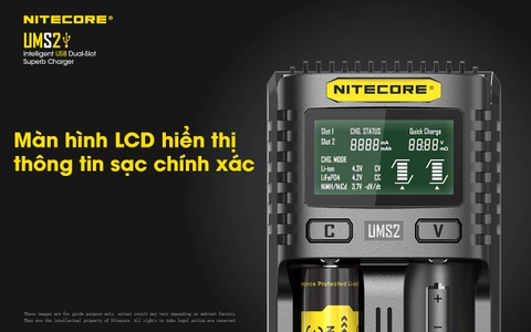 Sạc đôi NITECORE UMS2 đầu vào USB-C