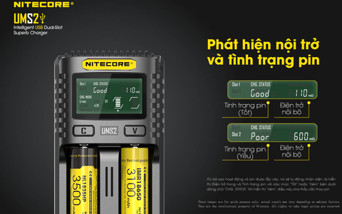 Sạc đôi NITECORE UMS2 đầu vào USB-C