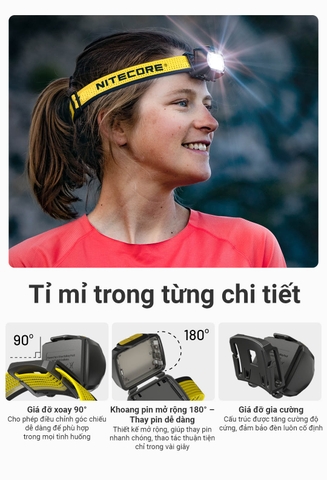 NITECORE UT27 MCT - Đèn đeo đầu chạy trail 800lm chiếu xa 168m, CRI & 3 nhiệt màu, 2 pin 1500mAh