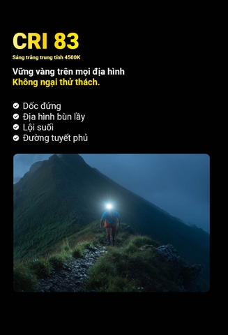 NITECORE UT27 MCT - Đèn đeo đầu chạy trail 800lm chiếu xa 168m, CRI & 3 nhiệt màu, 2 pin 1500mAh
