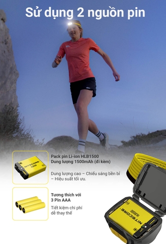 NITECORE UT27 MCT - Đèn đeo đầu chạy trail 800lm chiếu xa 168m, CRI & 3 nhiệt màu, 2 pin 1500mAh