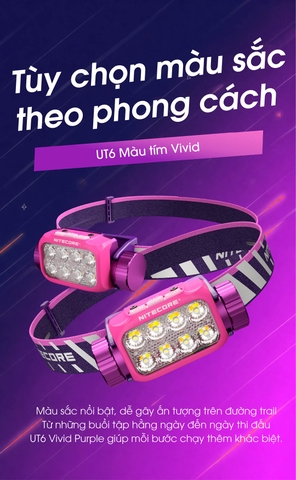 Đèn đội đầu NITECORE UT6 1600 lumen, 3 nhiệt màu, pin 4000mAh chuyên chạy trail