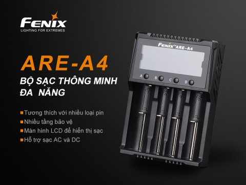 Sạc pin 4 kênh cao cấp đa năng Fenix ARE-A4