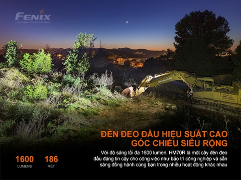 Đèn pin đội đầu FENIX HM70R độ sáng 1600 lumen chiếu xa 186m pin 21700 5000mAH sạc USB C