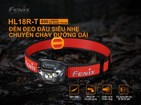 Đèn pin đội đầu siêu nhẹ FENIX HL18R-T sáng 500 lumen chiếu xa 82m sạc USB