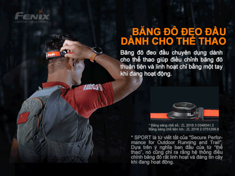 Đèn pin đội đầu siêu nhẹ FENIX HL18R-T sáng 500 lumen chiếu xa 82m sạc USB