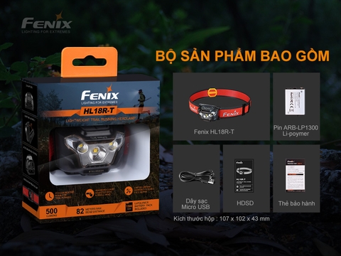 Đèn pin đội đầu siêu nhẹ FENIX HL18R-T sáng 500 lumen chiếu xa 82m sạc USB