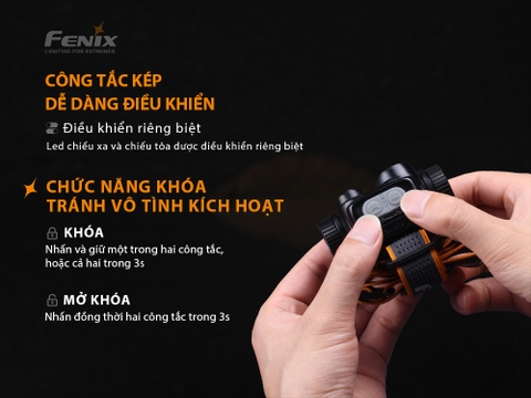 Đèn pin đội đầu FENIX HM65R độ sáng 1400 lumen chiếu xa 163m sạc USB C