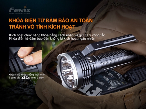Đèn pin FENIX LR80R độ sáng 18.000 lumen chiếu xa 1130m pin tích hợp 7.2V 12.000mAh sạc USB C kiêm Power Bank