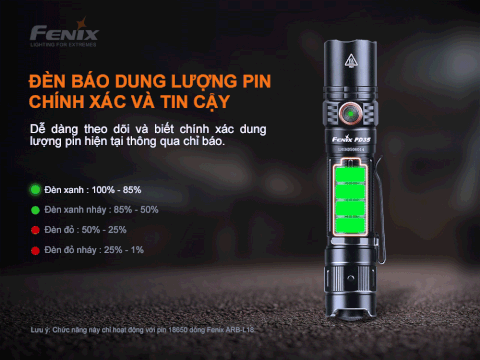 Đèn pin FENIX PD35 V3.0 độ sáng 1700 lumen chiếu xa 357m pin sạc 18650 2600mAh kèm theo