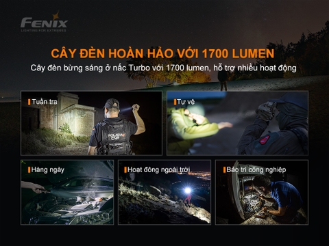 Đèn pin FENIX PD35 V3.0 độ sáng 1700 lumen chiếu xa 357m pin sạc 18650 2600mAh kèm theo