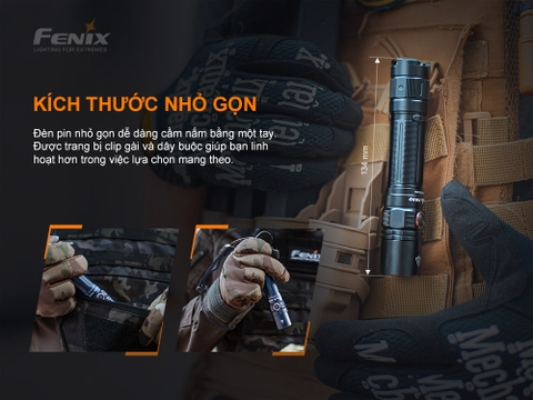 Đèn pin FENIX PD35 V3.0 độ sáng 1700 lumen chiếu xa 357m pin sạc 18650 2600mAh kèm theo
