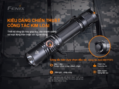 Đèn pin FENIX PD35 V3.0 độ sáng 1700 lumen chiếu xa 357m pin sạc 18650 2600mAh kèm theo