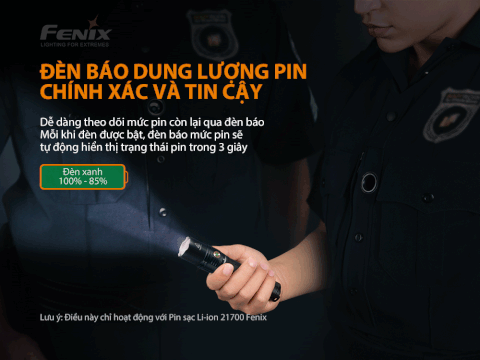 Đèn pin FENIX PD36R độ sáng 1600lm chiếu xa 283m sạc USB C pin 21700 5000mAh kèm theo
