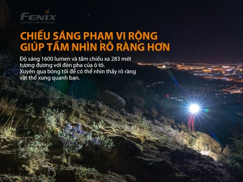 Đèn pin FENIX PD36R độ sáng 1600lm chiếu xa 283m sạc USB C pin 21700 5000mAh kèm theo
