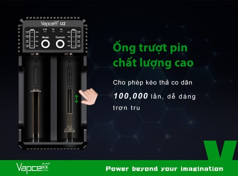 Sạc pin đôi thông minh VAPCELL U2 dòng sạc nhanh 2A
