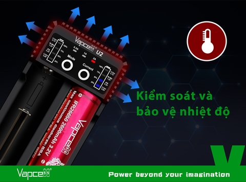 Sạc pin đôi thông minh VAPCELL U2 dòng sạc nhanh 2A