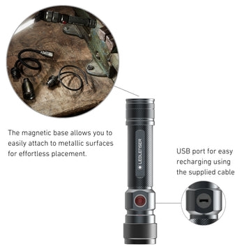 Đèn pin công nghiệp LEDLENSER Worker Friend độ sáng 280 lumen pin dung lượng 2500mAh USB-C