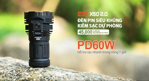 Đèn pin ACEBEAM X50 V2 độ sáng 45.000 lumen chiếu xa 871m nhiệt màu 6500K