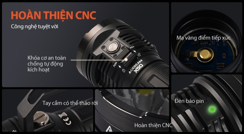 Đèn pin ACEBEAM X50 V2 độ sáng 45.000 lumen chiếu xa 871m nhiệt màu 6500K