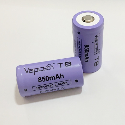 Pin sạc Vapcell 16340 Li-ion dung lượng 850mAh dòng xả 3A