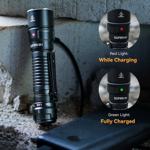 Đèn pin SOFIRN SK1 sáng 1300 lumen chiếu xa 479m công tắc xoay chiến thuật