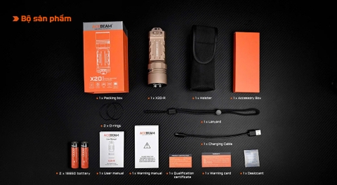 Đèn pin chiến thuật ACEBEAM X20-R – Siêu sáng 10.000lm, chiếu xa 645m