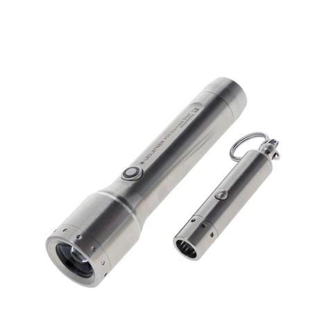 Đèn pin Ledlenser P5R & Đèn móc khoá V8 Stainless Steel bản thép (Phiên bản giới hạn)