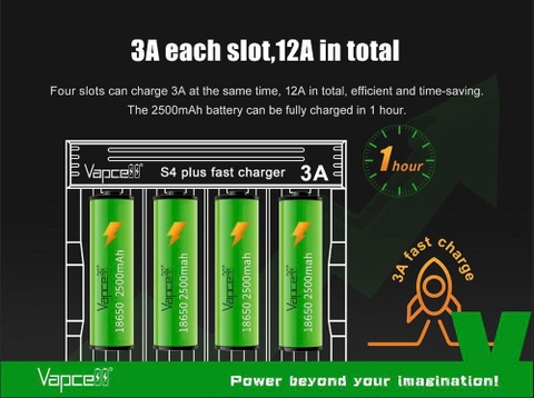 Sạc Vapcell S4 Plus V3.0 USB-C – 4 khe 3A, Test dung lượng, Repair, powerbank