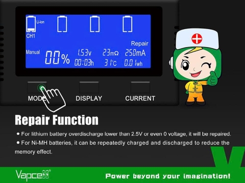 Sạc Vapcell S4 Plus V3.0 USB-C – 4 khe 3A, Test dung lượng, Repair, powerbank