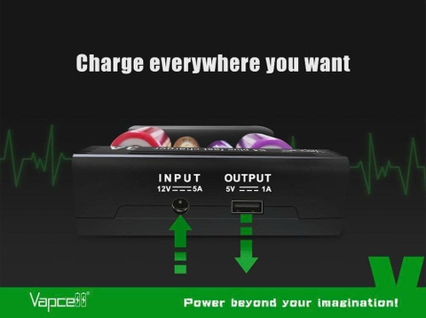 Sạc Vapcell S4 Plus V3.0 USB-C – 4 khe 3A, Test dung lượng, Repair, powerbank
