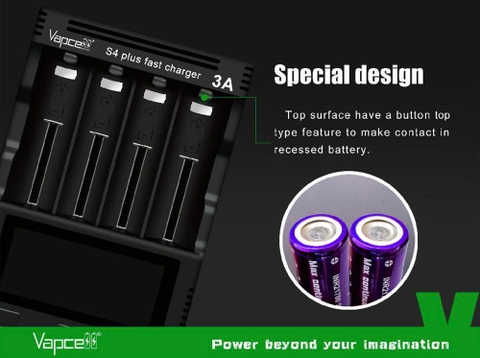 Sạc Vapcell S4 Plus V3.0 USB-C – 4 khe 3A, Test dung lượng, Repair, powerbank