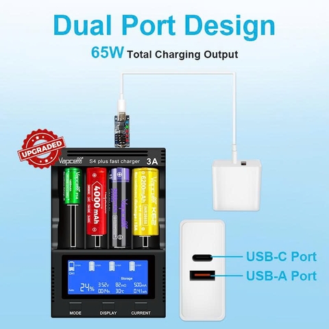 Củ sạc nhanh Vapcell P65 Adapter 65W – USB-C PD & USB-A QC