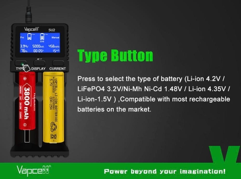 Sạc đôi Vapcell SU2 – Sạc nhanh thông minh 2 khe, hỗ trợ pin Li-ion & Ni-MH