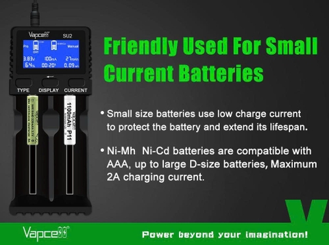 Sạc đôi Vapcell SU2 – Sạc nhanh thông minh 2 khe, hỗ trợ pin Li-ion & Ni-MH