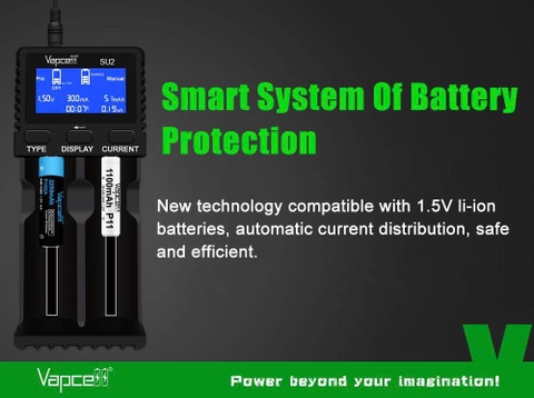 Sạc đôi Vapcell SU2 – Sạc nhanh thông minh 2 khe, hỗ trợ pin Li-ion & Ni-MH