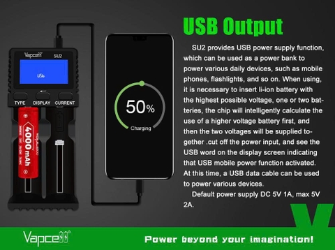 Sạc đôi Vapcell SU2 – Sạc nhanh thông minh 2 khe, hỗ trợ pin Li-ion & Ni-MH