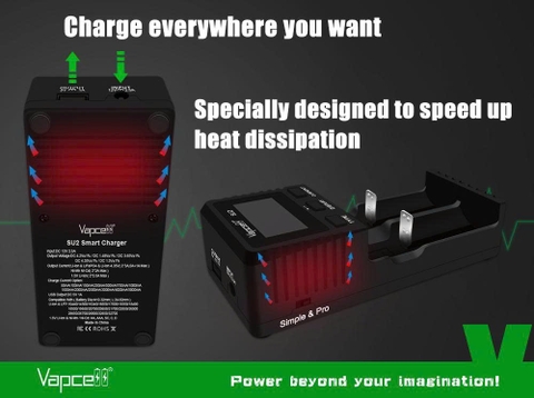 Sạc đôi Vapcell SU2 – Sạc nhanh thông minh 2 khe, hỗ trợ pin Li-ion & Ni-MH