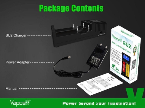 Sạc đôi Vapcell SU2 – Sạc nhanh thông minh 2 khe, hỗ trợ pin Li-ion & Ni-MH