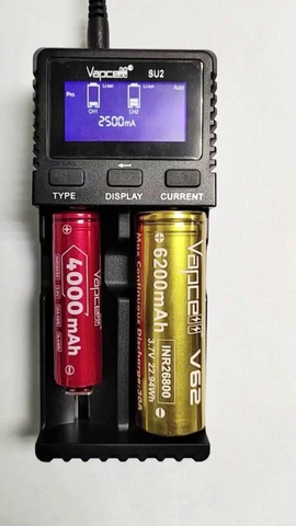 Sạc đôi Vapcell SU2 – Sạc nhanh thông minh 2 khe, hỗ trợ pin Li-ion & Ni-MH