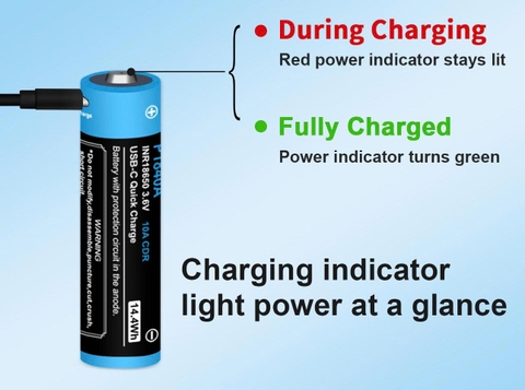 Pin 18650 Vapcell P1840A 4000mAh – Sạc USB-C, dòng xả 10A có mạch bảo vệ