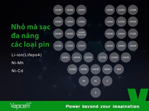 Sạc pin đôi thông minh VAPCELL U2 dòng sạc nhanh 2A