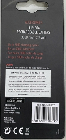 Pin sạc LEDLENSER 26650 i9RI Li-FePo4 dung lượng 3000mAh