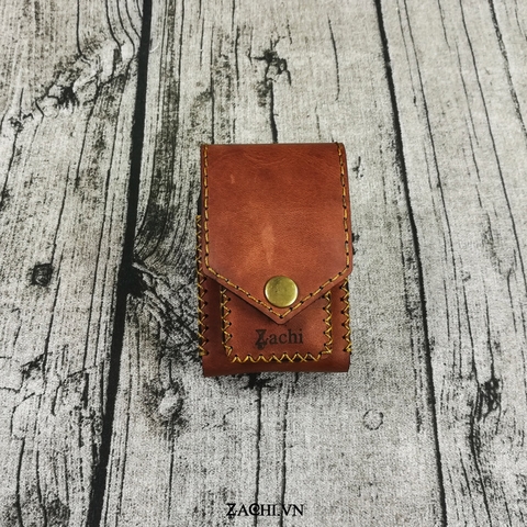 Bao da đựng thuốc lá kèm zippo da bò handmade