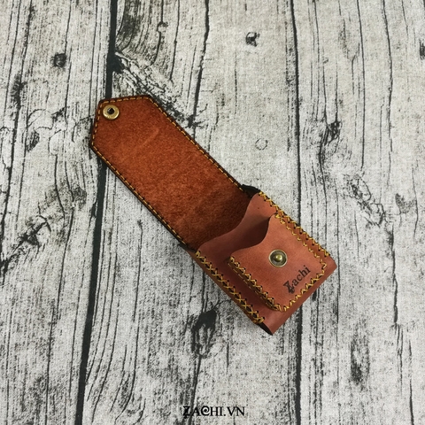 Bao da đựng thuốc lá kèm zippo da bò handmade