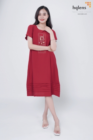 hqlens Đầm đũi NT thêu hoa ngực M-XL D2302