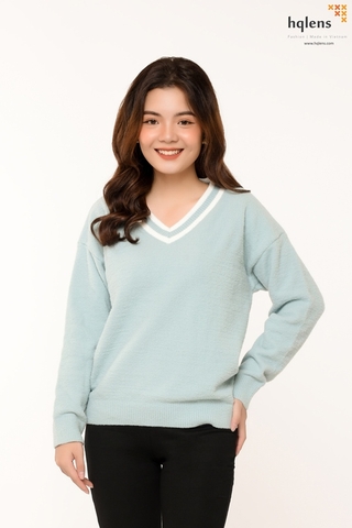 H2125 Áo len lông nữ DT cổ tim viền